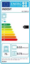 Indesit IO278PSX Fournos ano Paggou 71lt P59.5ek. Inox